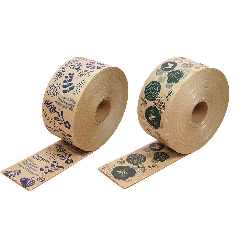 Wholesale Black Brown Fragile Custom Logo Self Adhesive Kraft Paper Gummed Tape Packing packaging Tape Printing