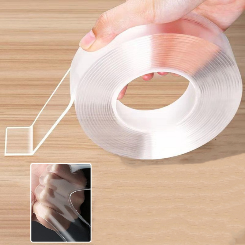 Custom Reusable Waterproof Double Sided Adhesive Tape Nano Transparent Band for Bathroom and Kitchen