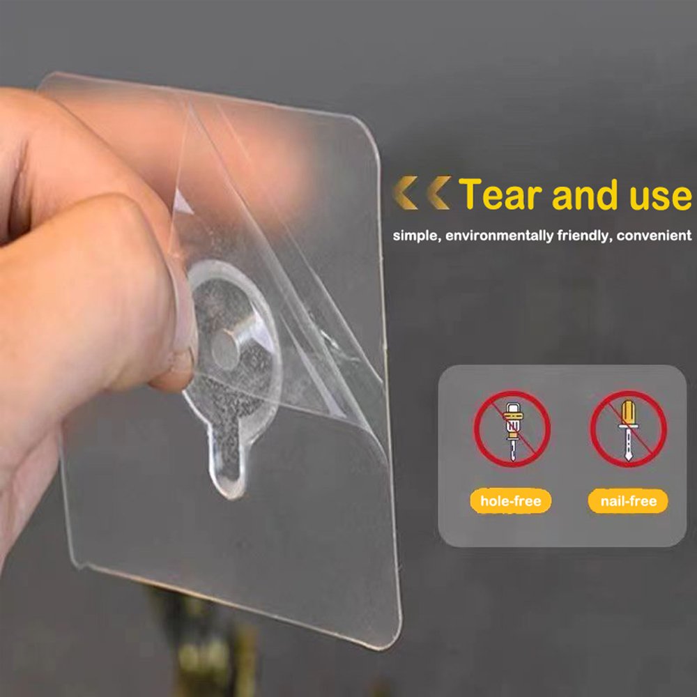 Self Adhesive Waterproof Traceless Transparent Plastic Hook with Screw for Bathroom Kitchen Door Home Improvement