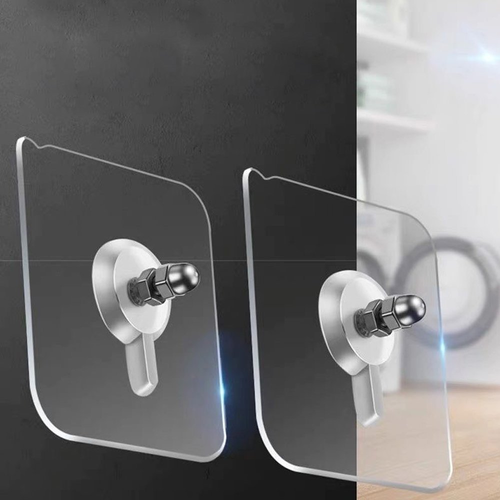 Self Adhesive Waterproof Traceless Transparent Plastic Hook with Screw for Bathroom Kitchen Door Home Improvement