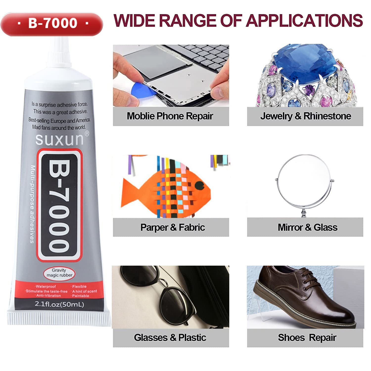 mobile phone repair 50ml Adhesive glue LCD screen Glass Frame Flower Pot Crystal Fabric DIY Rhinestones B7000 glue