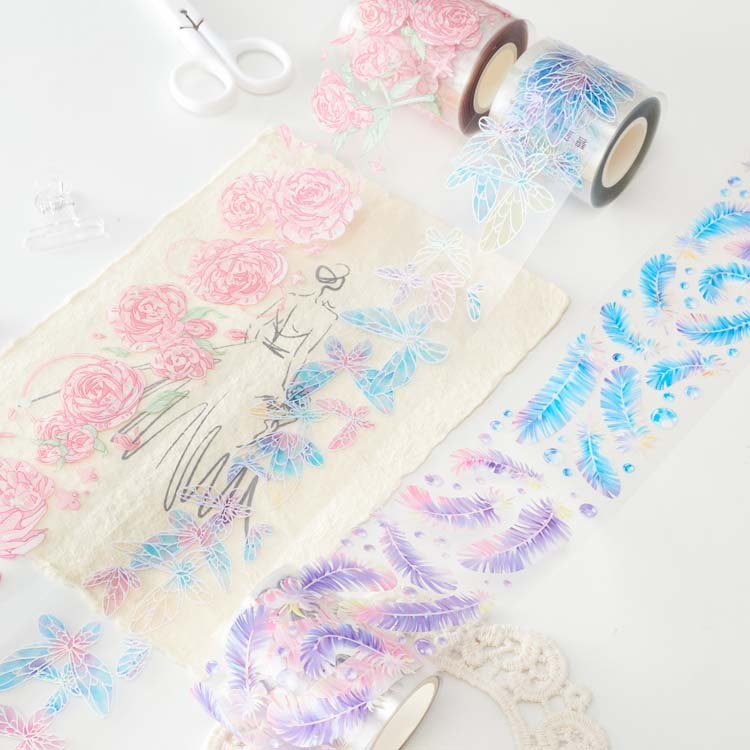 Flower Decorative Adhesive Tape for Scrapbook Washi Tape for Journaling Scrapbooking Supplies