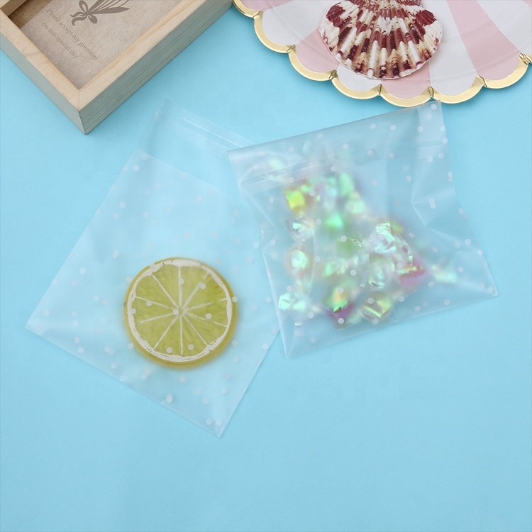 food grade dot frosted self adhesive opp bag for bread cookie candy