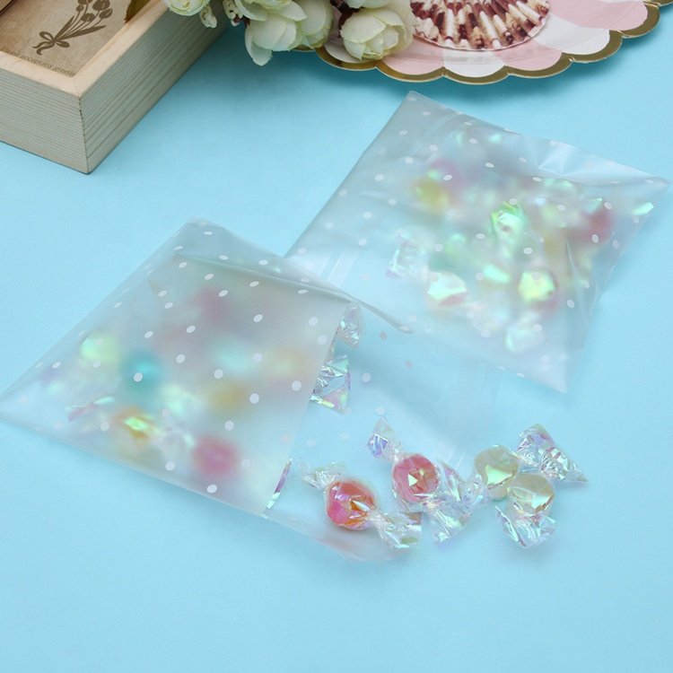food grade dot frosted self adhesive opp bag for bread cookie candy