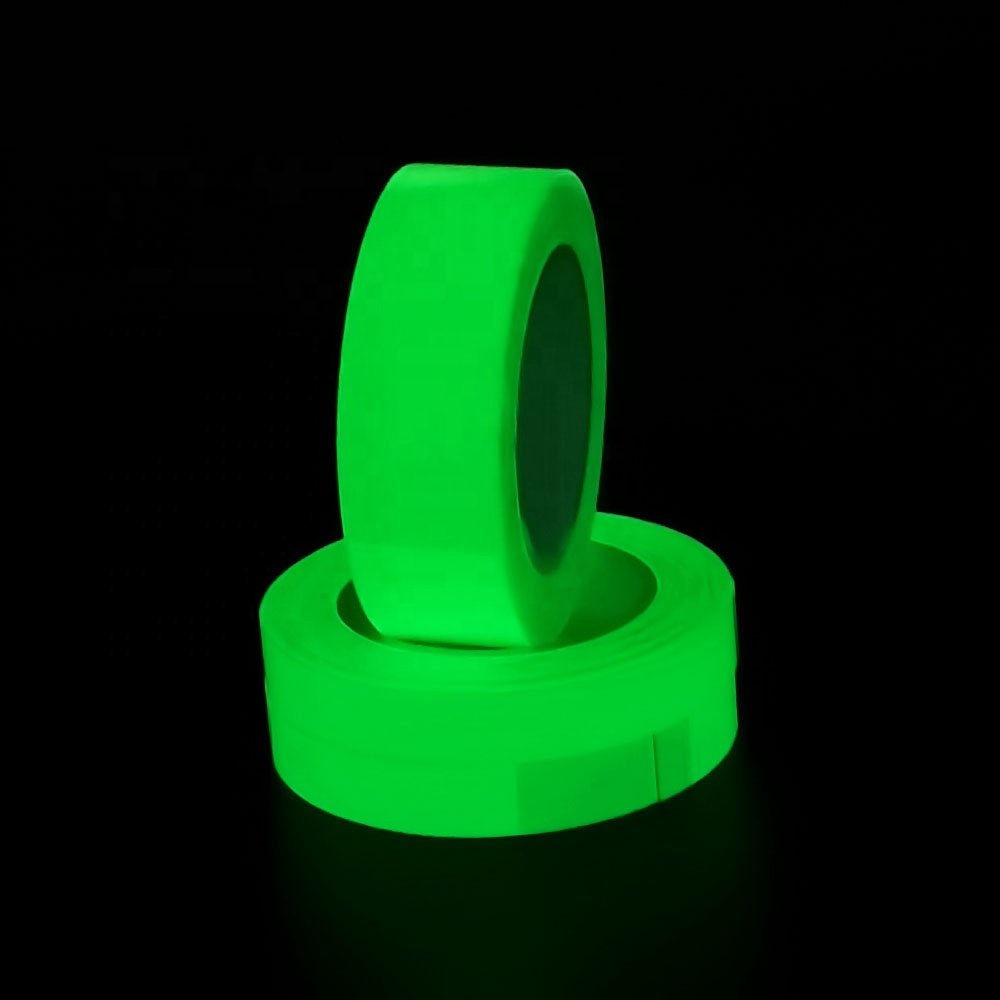 1- Hot Selling Recyclable Glow in the Dark Night Waterproof PVC and PET Base Fluorescent Luminous Self Adhesive Tape
