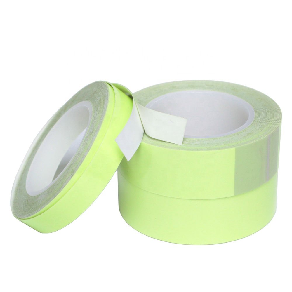 1- Hot Selling Recyclable Glow in the Dark Night Waterproof PVC and PET Base Fluorescent Luminous Self Adhesive Tape