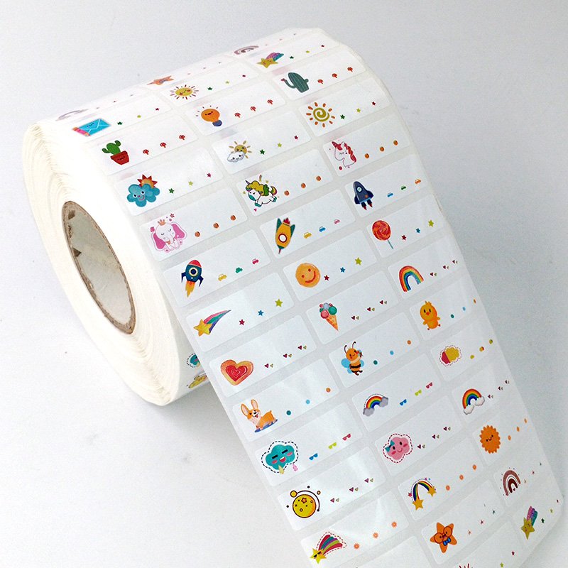 Custom printing self adhesive colorful name tag sticker Durable White Vinyl PVC Self-Adhesive Waterproof Die Cut Stickers