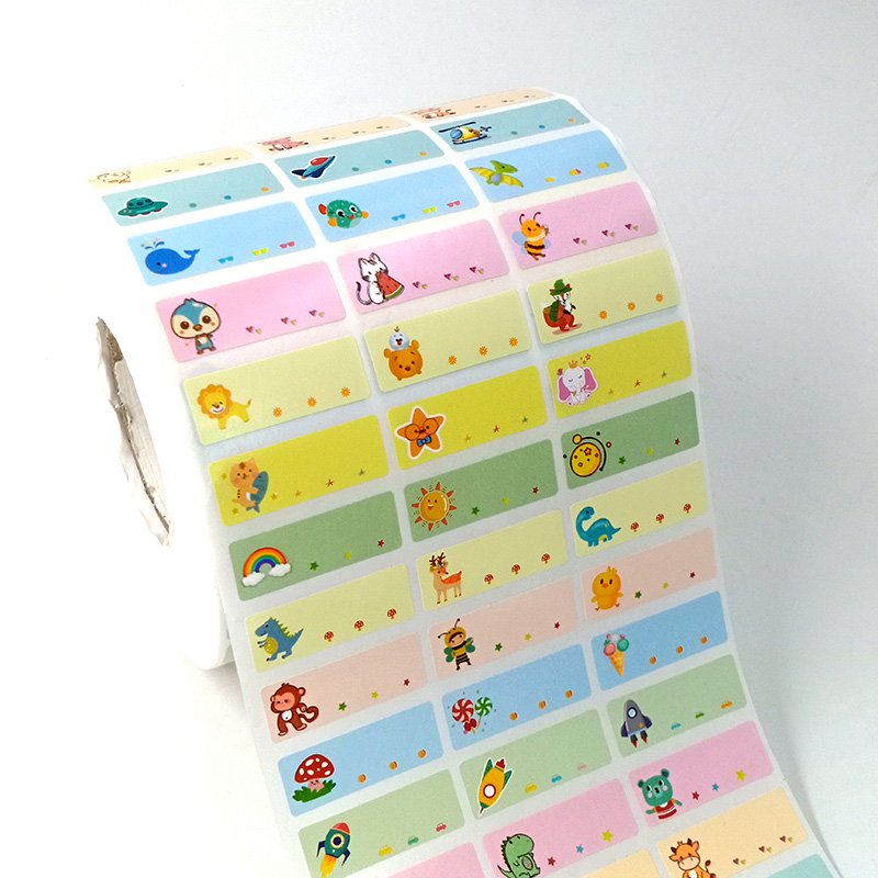 Custom printing self adhesive colorful name tag sticker Durable White Vinyl PVC Self-Adhesive Waterproof Die Cut Stickers
