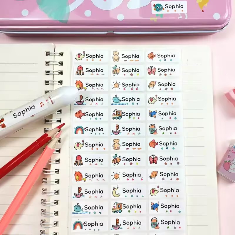 Custom printing self adhesive colorful name tag sticker Durable White Vinyl PVC Self-Adhesive Waterproof Die Cut Stickers