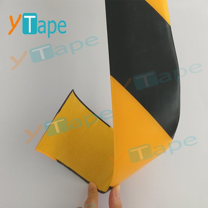 1mm Thick 3 Inch 75mm 80mm PVC Vinyl Black and Yellow Super Heavy Duty Type Floor Marking Tape Manufacturer