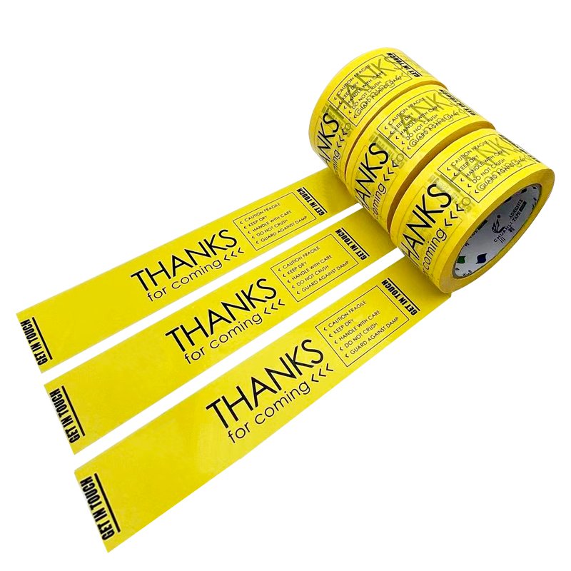 Packing Tape Thank You Custom Self Adhesive Tape with Thank You Printed Tape Roll Yellow Waterproof Acrylic Bopp Household