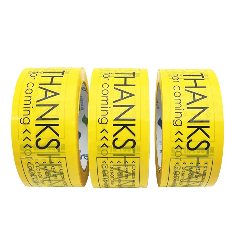 Packing Tape Thank You Custom Self Adhesive Tape with Thank You Printed Tape Roll Yellow Waterproof Acrylic Bopp Household