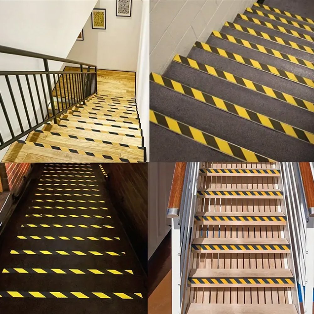 HONGFU Wholesale PVC step anti slip adhesive strip black yellow frosted tape waterproof and anti slip sandpaper anti slip tape