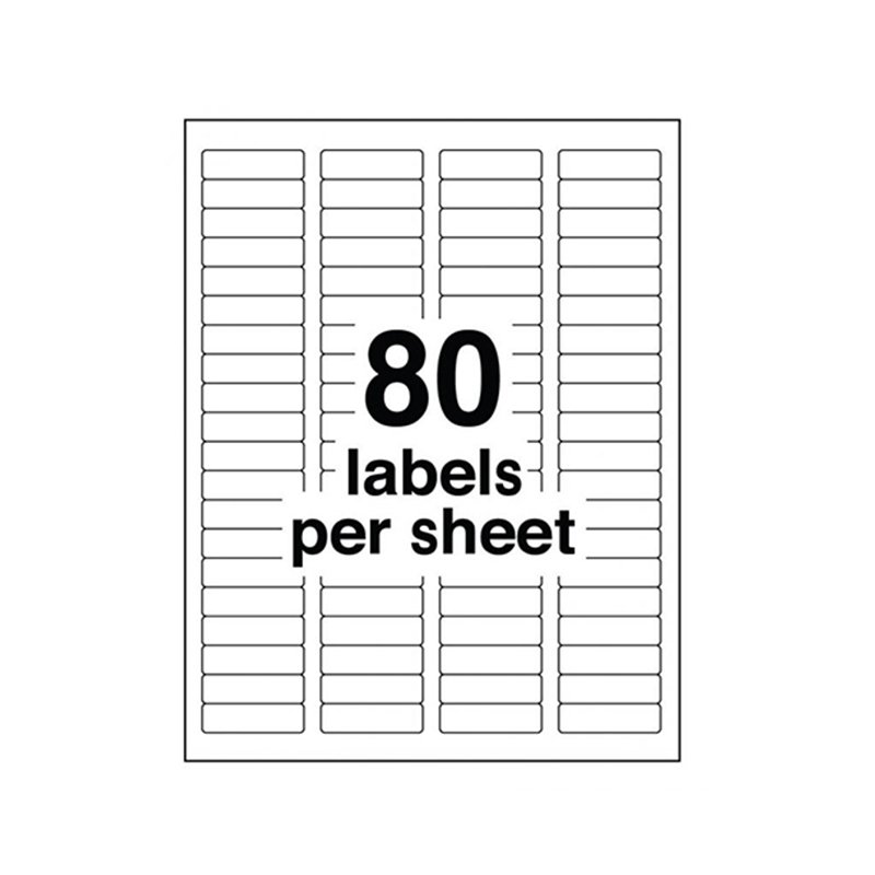 80Up Label Adhesive Paper Labels 1/2 X 1-1/3" Letter Shipping Address Labels