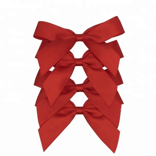9cm Red satin ribbon bow with self adhesive tape for gift,self adhesive ribbon bow, small bow for packaging