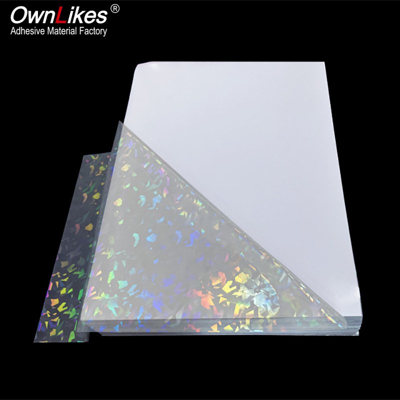 Transparent Hologram Printable Self Adhesive Film Vinyl Stickers Holographic Lamination Sheets vinyl decal stickers for tumbler