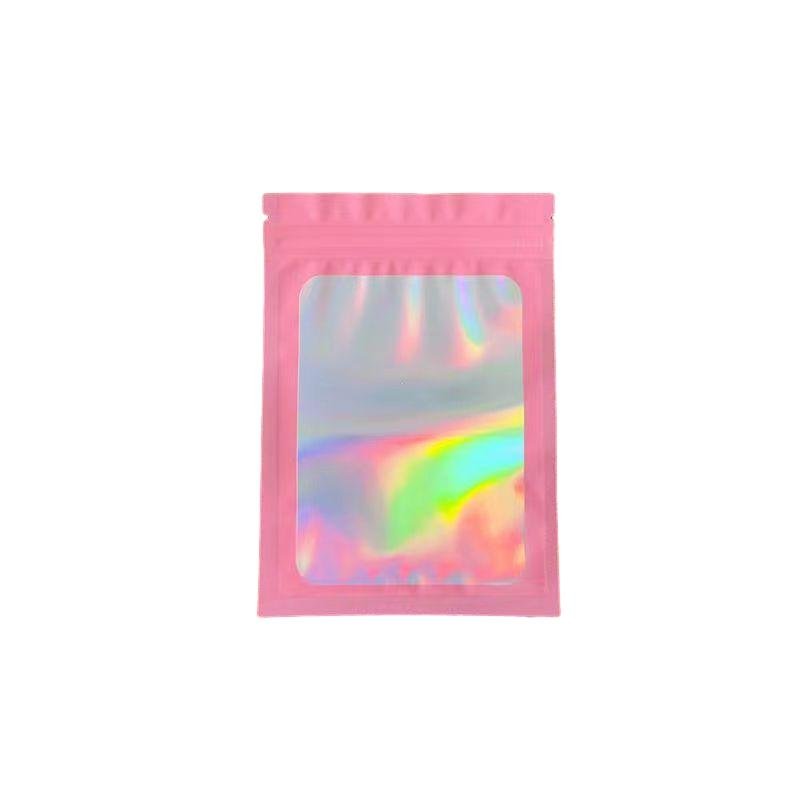 Cailyn Customized Holographic Resealable Sealed Storage Ziplock Laser Packaging Hologram Bags Cosmetic Security Lipstick Pouch