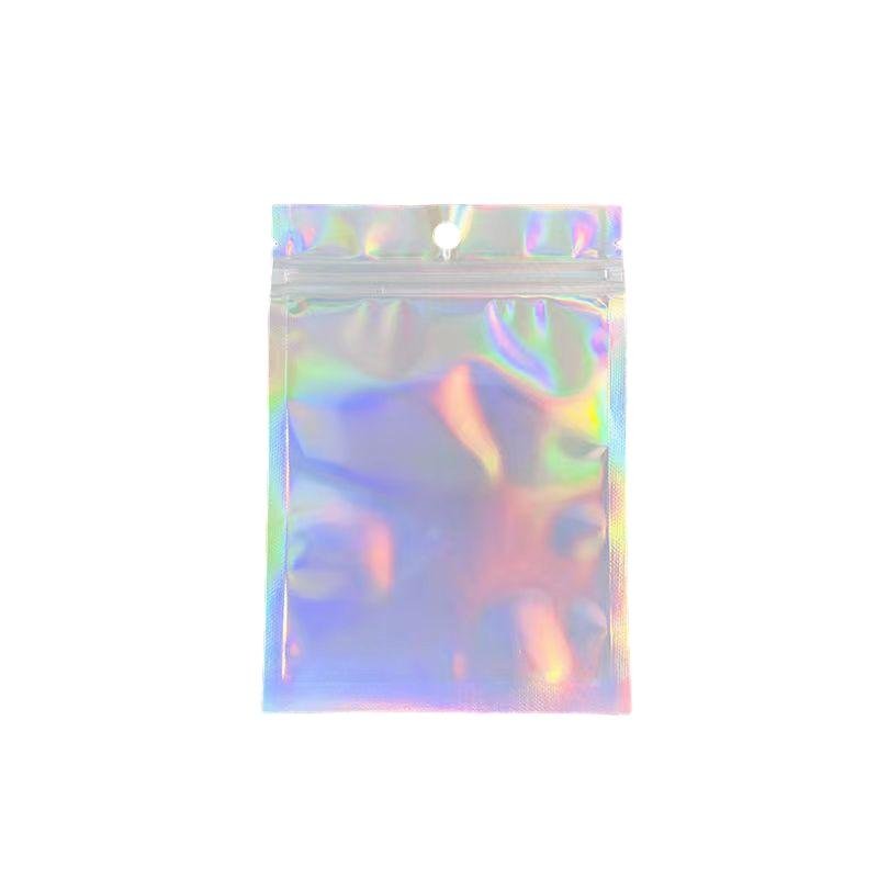 Cailyn Customized Holographic Resealable Sealed Storage Ziplock Laser Packaging Hologram Bags Cosmetic Security Lipstick Pouch