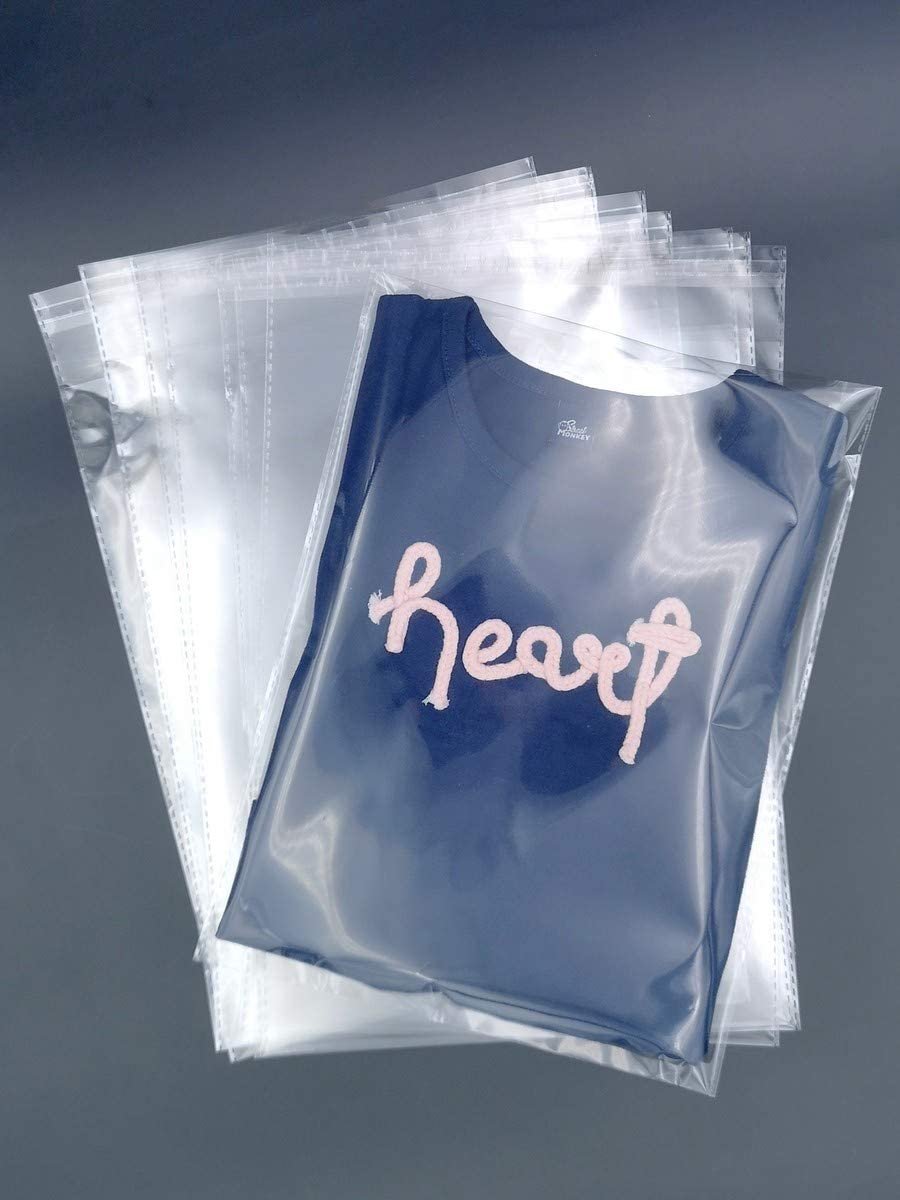 Resealable Cellophane Tape Strip Zipper Leggings Jackets Hoodie Tshirt Self Sealing Poly Plastic Pockets Self Adhesive Bag