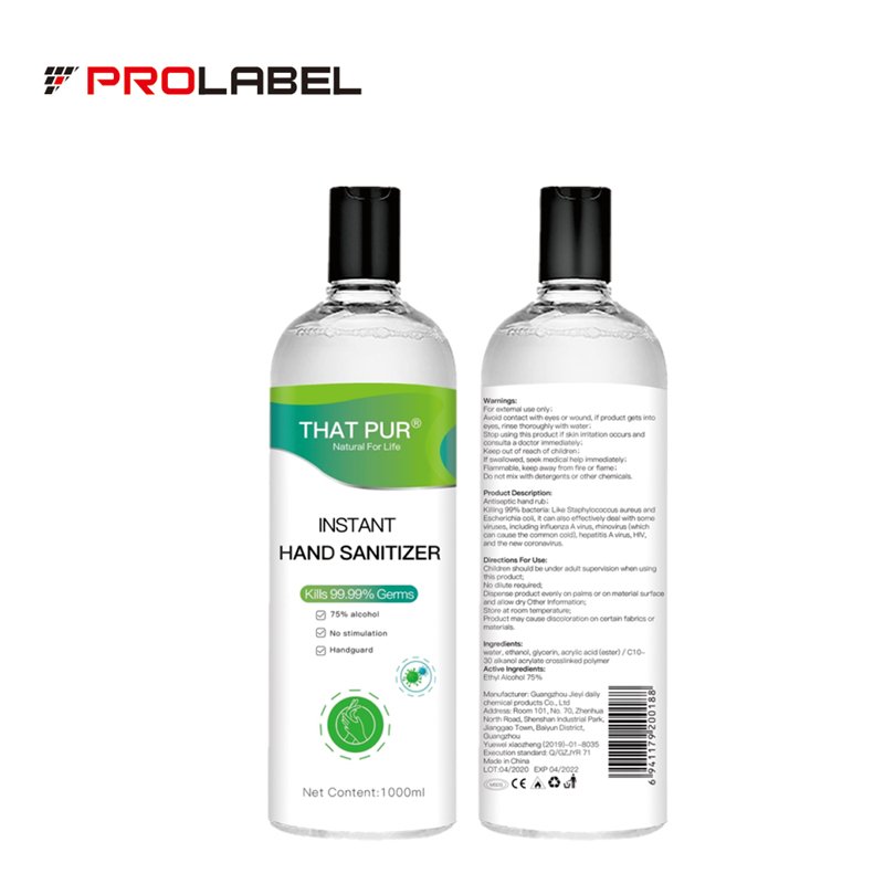 Custom Printed Self Adhesive PVC PE Laundry Liquid Detergent Bottle Water Proof Label Sticker Printing for Bathroom Product