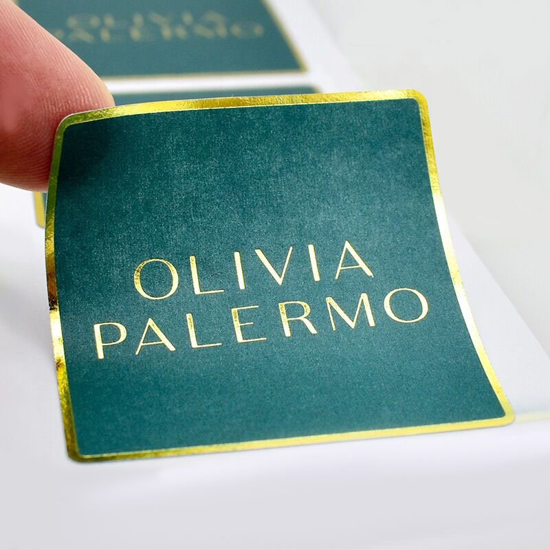 Gold sticker labels Custom sticker embossing paper adhesive holographic hot stamping for cosmetic bottle