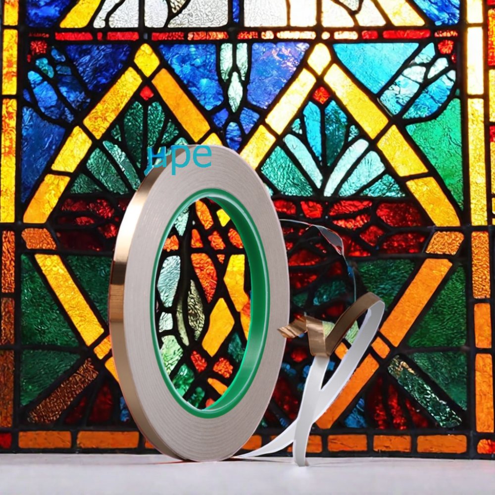 5.56mm Single Sided Acrylic Adhesive Waterproof Copper Black Backed 7/32 Inch Copper Foil Tape For Stained Glass Decoration