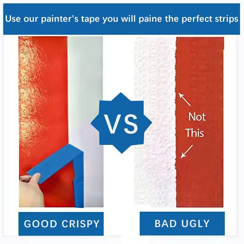 Custom wide printed 2 inch blue painters painting paint masking tape roll tape masking and raw material
