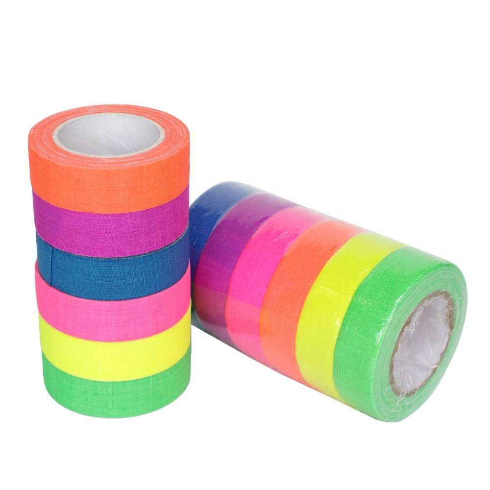 1- Recyclable Colorful UV Resistant Reflective in the Night Nylon Cloth Base Fluorescent Gaffer Self Adhesive Tape
