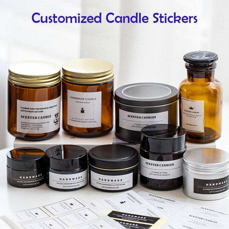 Custom Printing Candle Label Sticker for Glass Bottles New Carton Waterproof Paper Vinyls Stickers Vinyl MC Adhesive Sticker