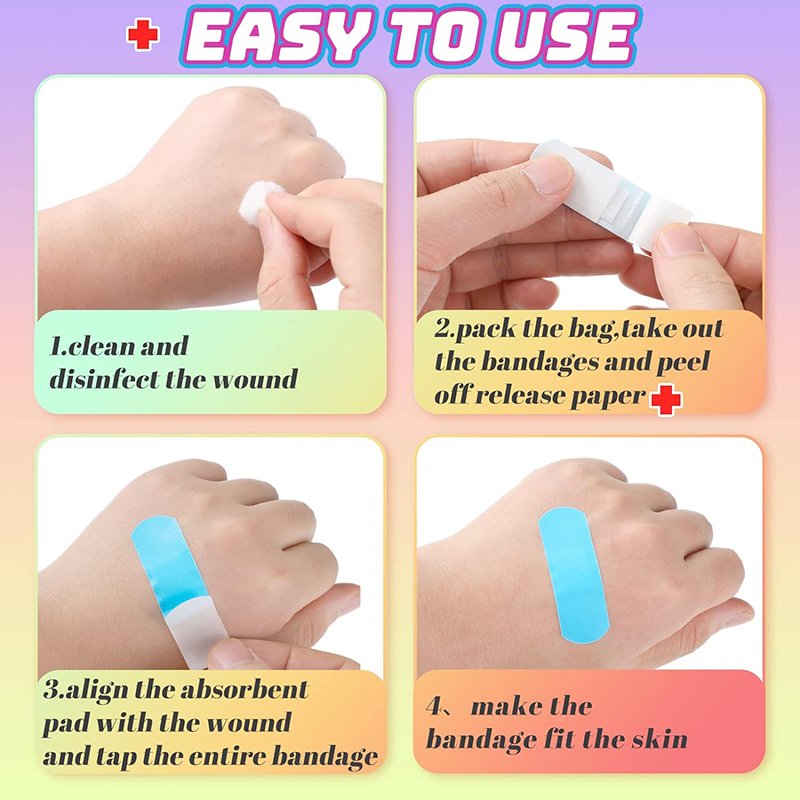 Adhesive Flexible Kids Breathable Band Aids Cute Colored Bandages Waterproof Elastic Colorful Bandages