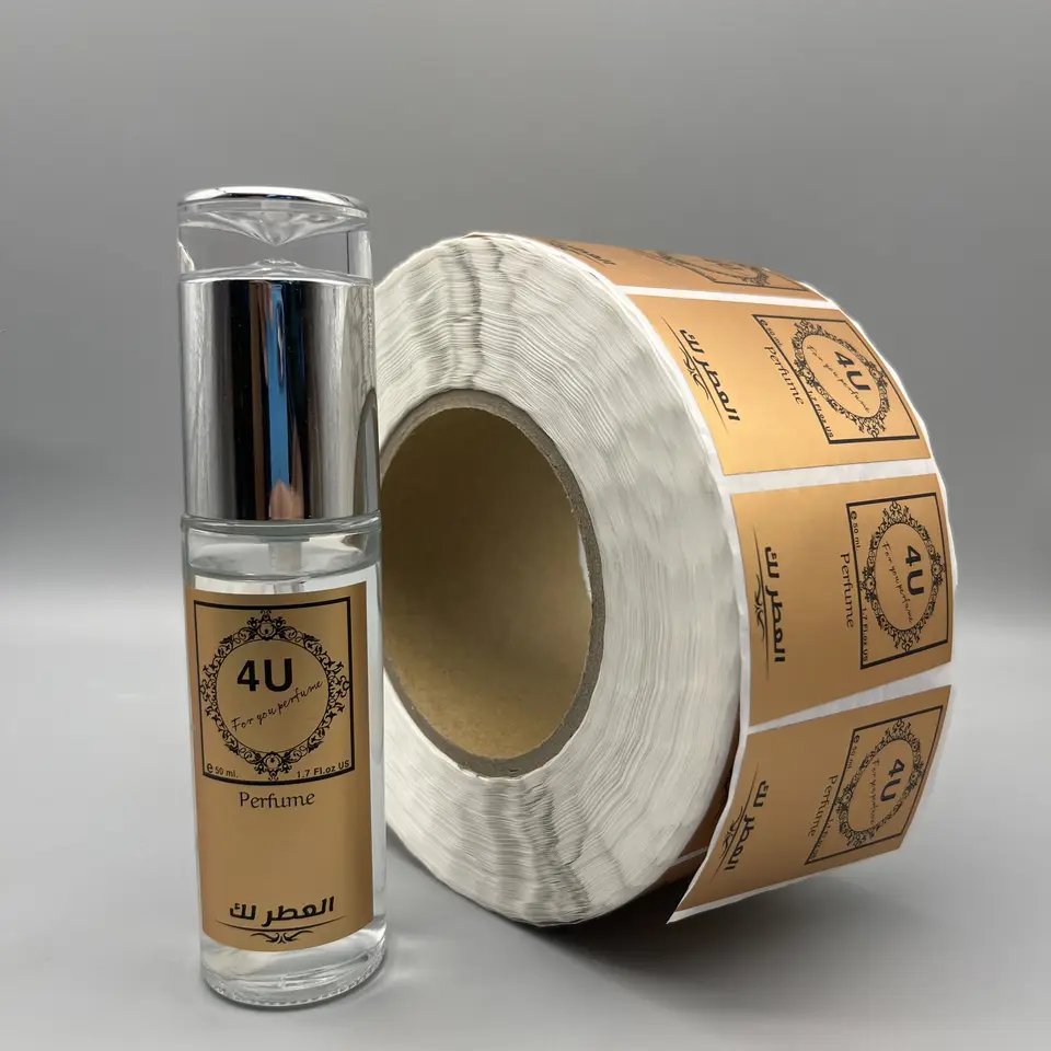 Custom Deluxe Gold Stamping Paper Printing Vinyl Label Waterproof Personalized Cosmetic Perfume Candle Glossy Excellent Adhesion