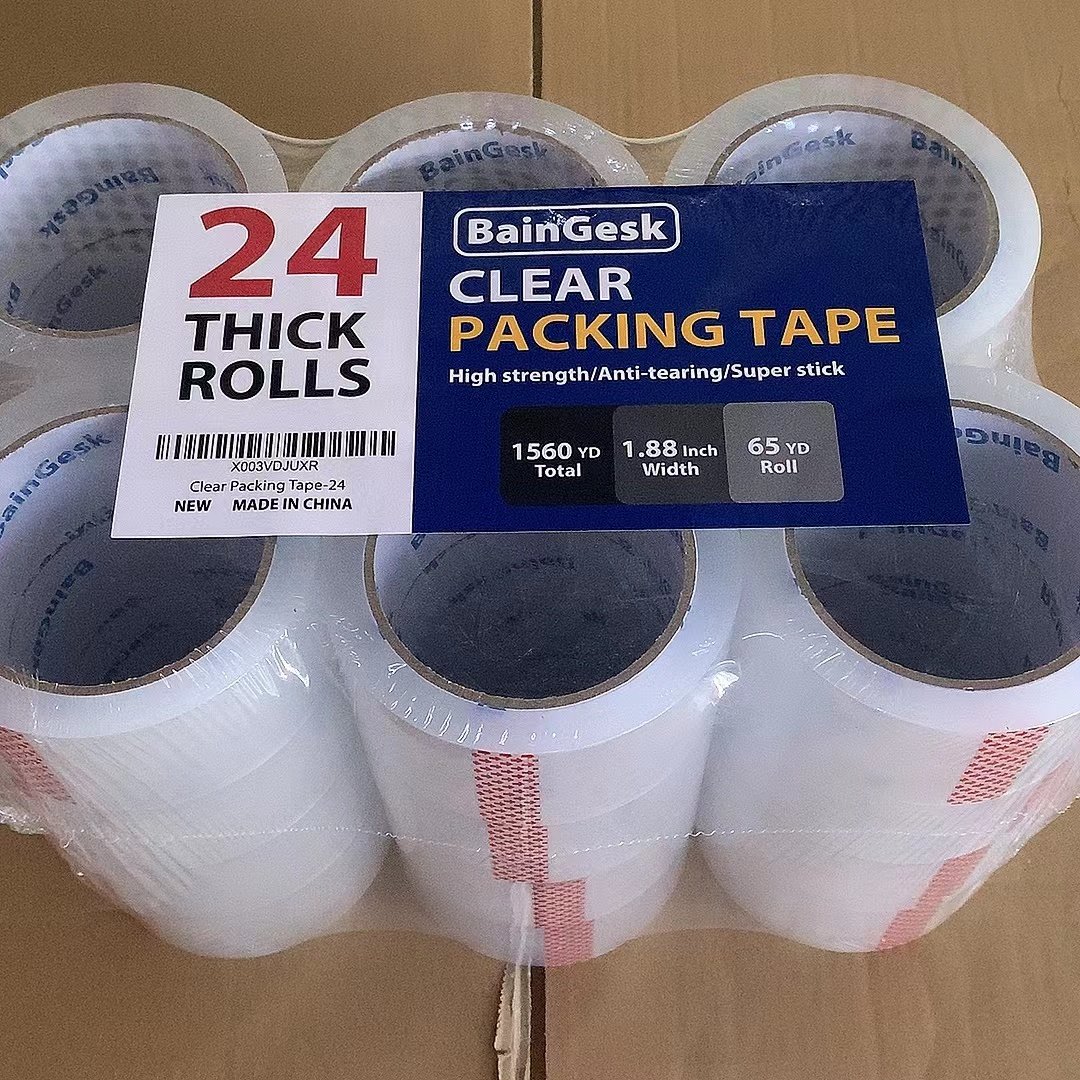 Clear Packing Tape 65 Yards per Roll 2 " Wide 52mic Thick 24roll shrink total 1560yd Acrylic Adhesive Heavy Duty Tape for Box
