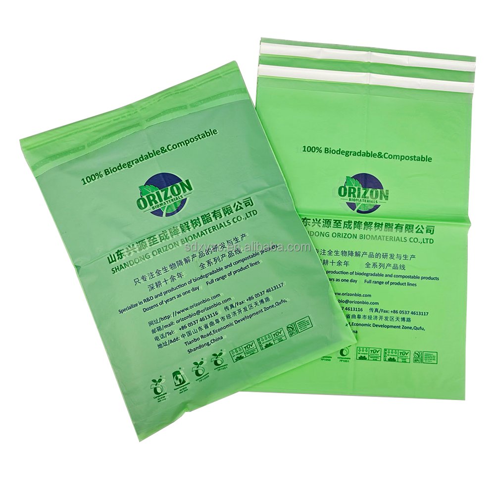 Manufacturer cornstarch express courier bags biodegradable compostable mailing bags Destructive glue strip express bags