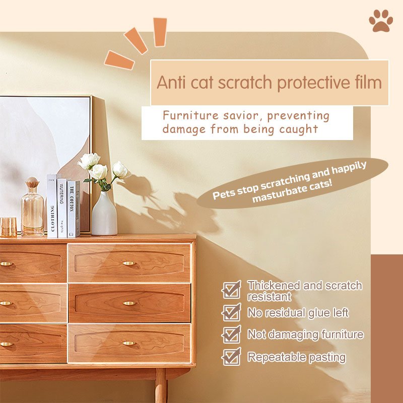 Thickened and reusable anti cat and dog scratch protective film Tear off non adhesive anti scratch tape cat