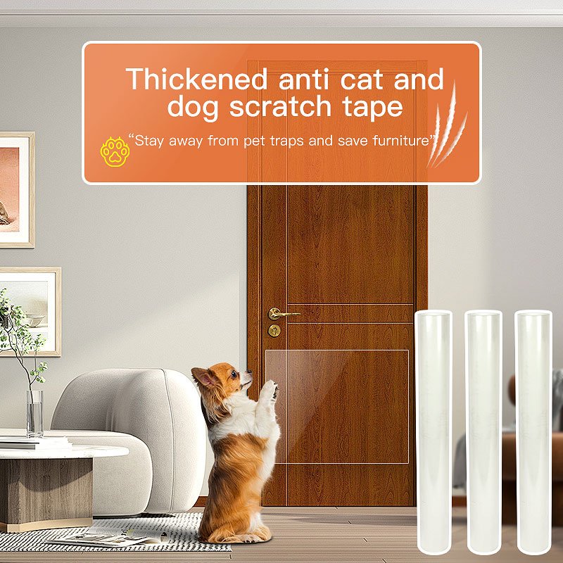 Thickened and reusable anti cat and dog scratch protective film Tear off non adhesive anti scratch tape cat