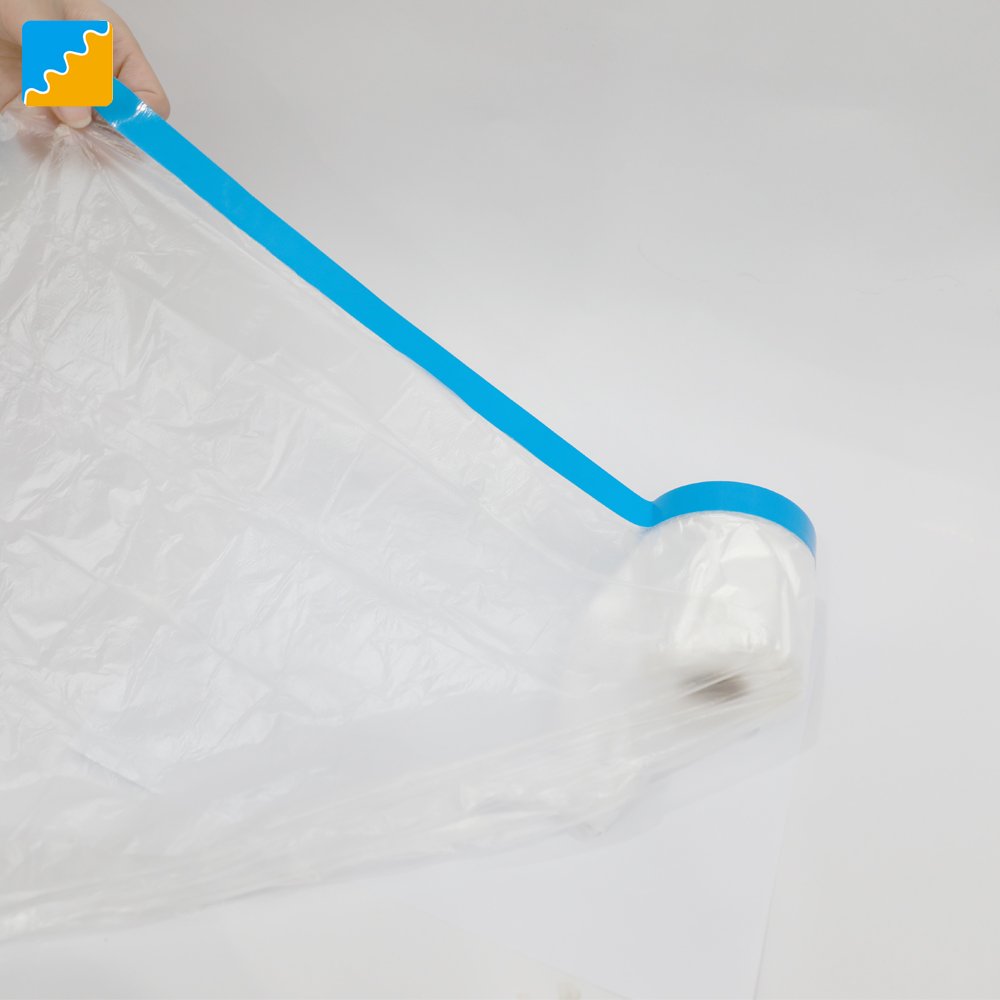 Film Silicone Adhesive Bule Green PE PET Plastics Covering Crepe Paper Pre taped Masking Film Tape 12ft x 400ft