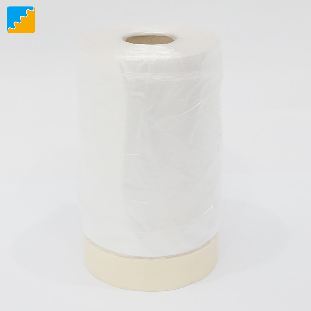 Film Silicone Adhesive Bule Green PE PET Plastics Covering Crepe Paper Pre taped Masking Film Tape 12ft x 400ft