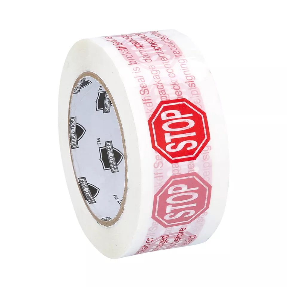 Customized Logo Stop sign Printed Tape BOPP Strong Adhesive Packaging Sealing Tape Single Sided Hot Melt for Carton Sealing