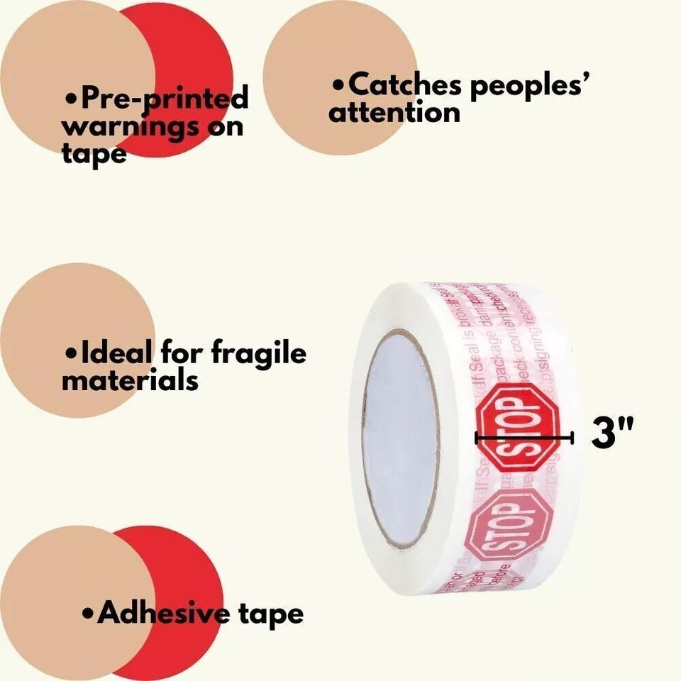 Customized Logo Stop sign Printed Tape BOPP Strong Adhesive Packaging Sealing Tape Single Sided Hot Melt for Carton Sealing