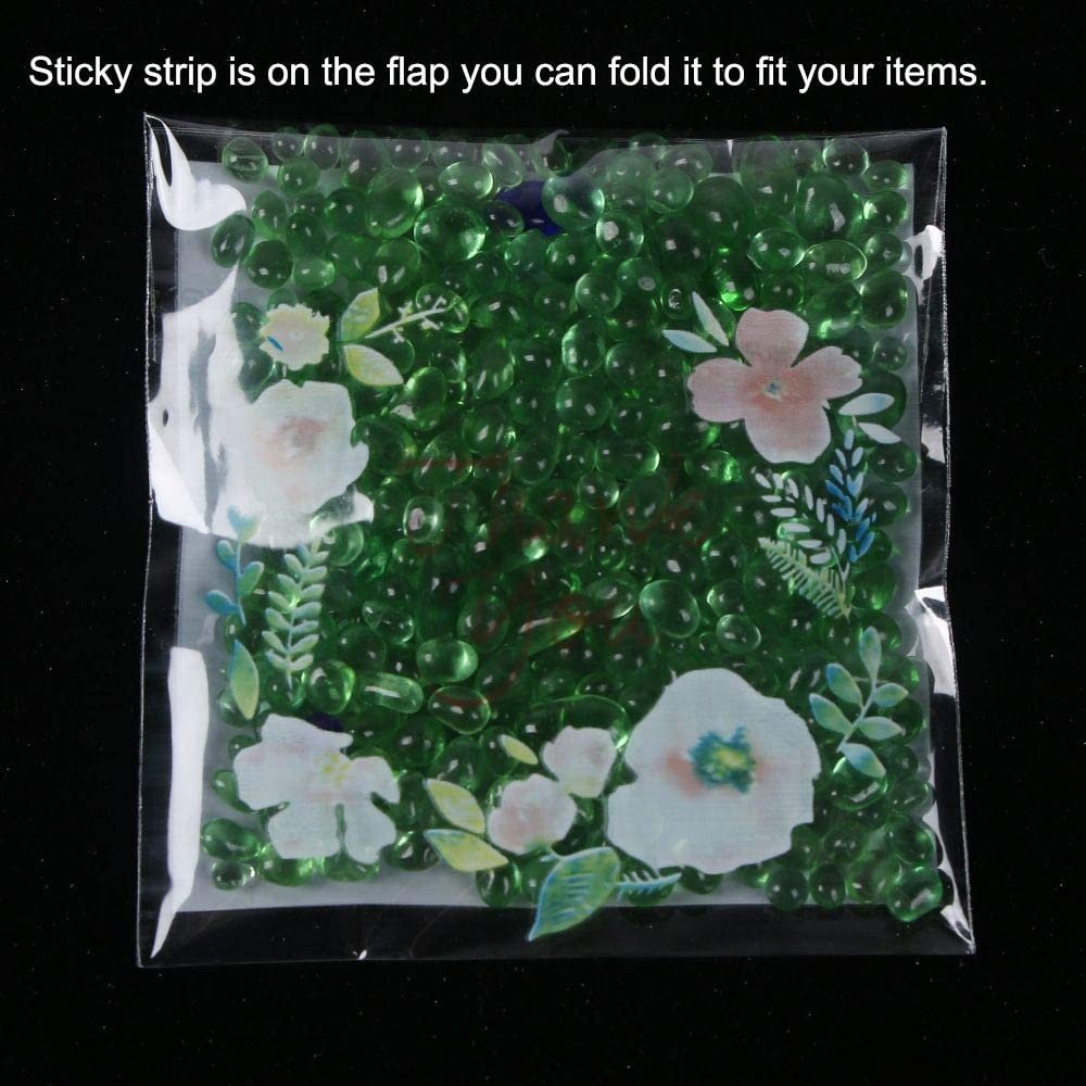 100 Counts Resealable Cellophane Bags Self Adhesive Cello Bags 'Thank You' Printed Poly Cookie Bags for Dessert