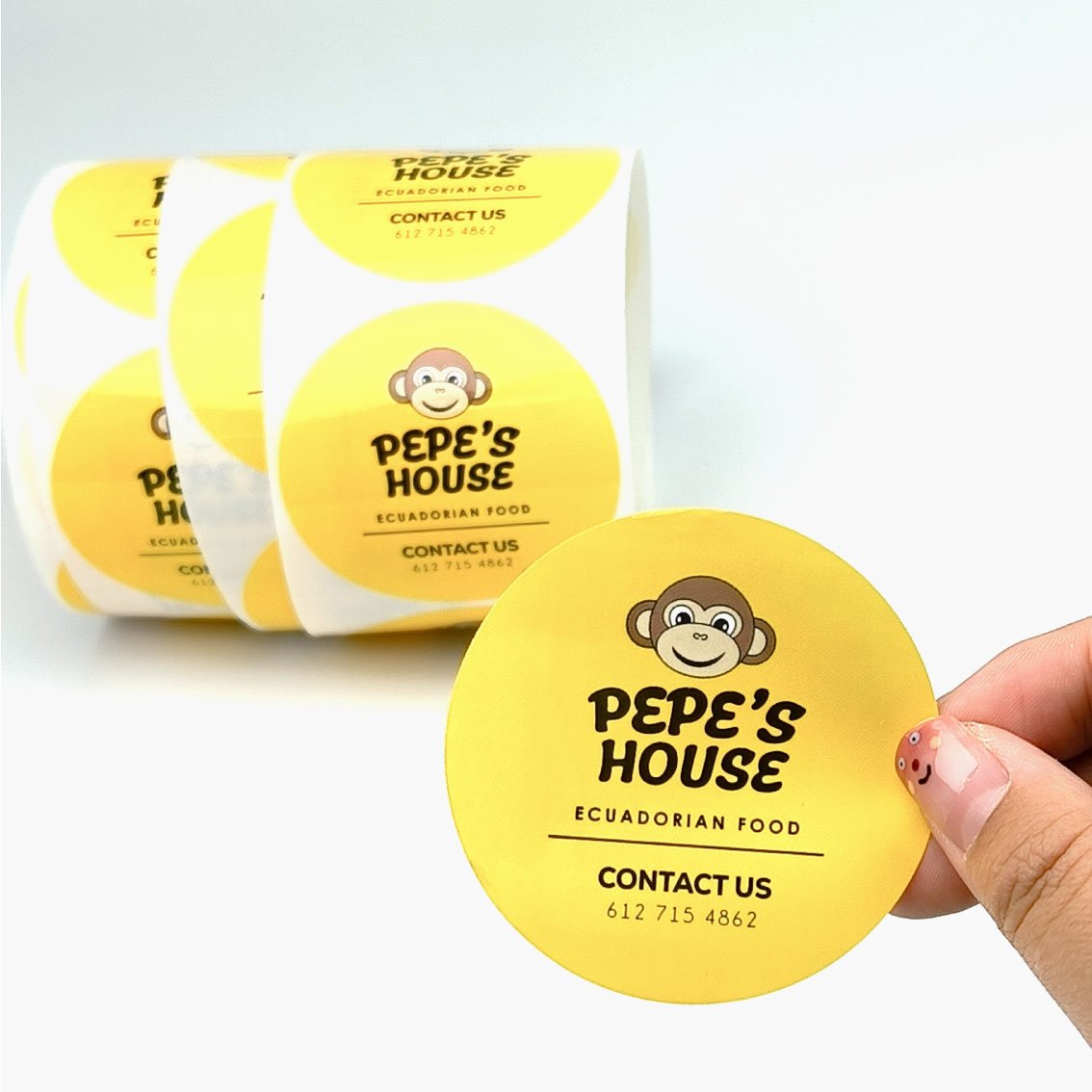 Custom sticker logo round packaging sticker printing waterproof adhesive food round sticker roll
