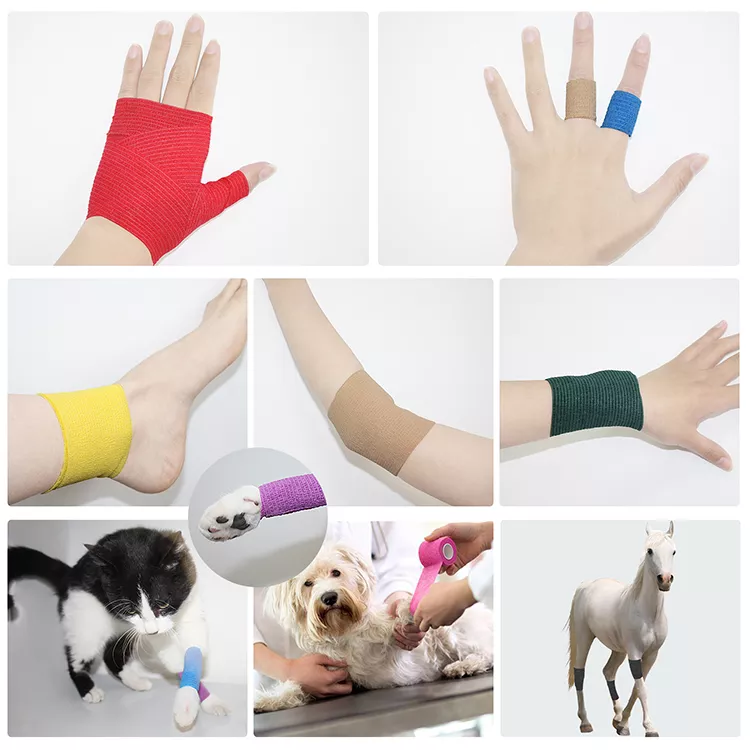 Medical Cohesive Non Woven Sport Hand Tearing Bandage Self Adhesive Elastic Bandage
