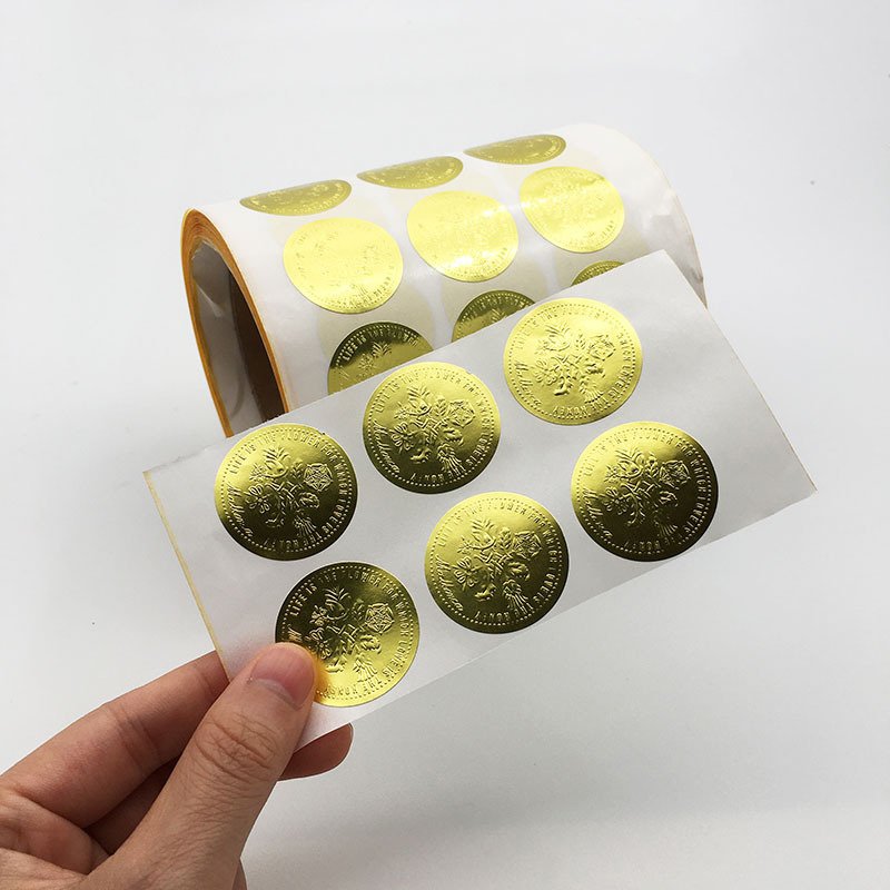 Custom print Logo Label Silver Gold metal Stickers Adhesive paper sticker vinyl waterproof stickers
