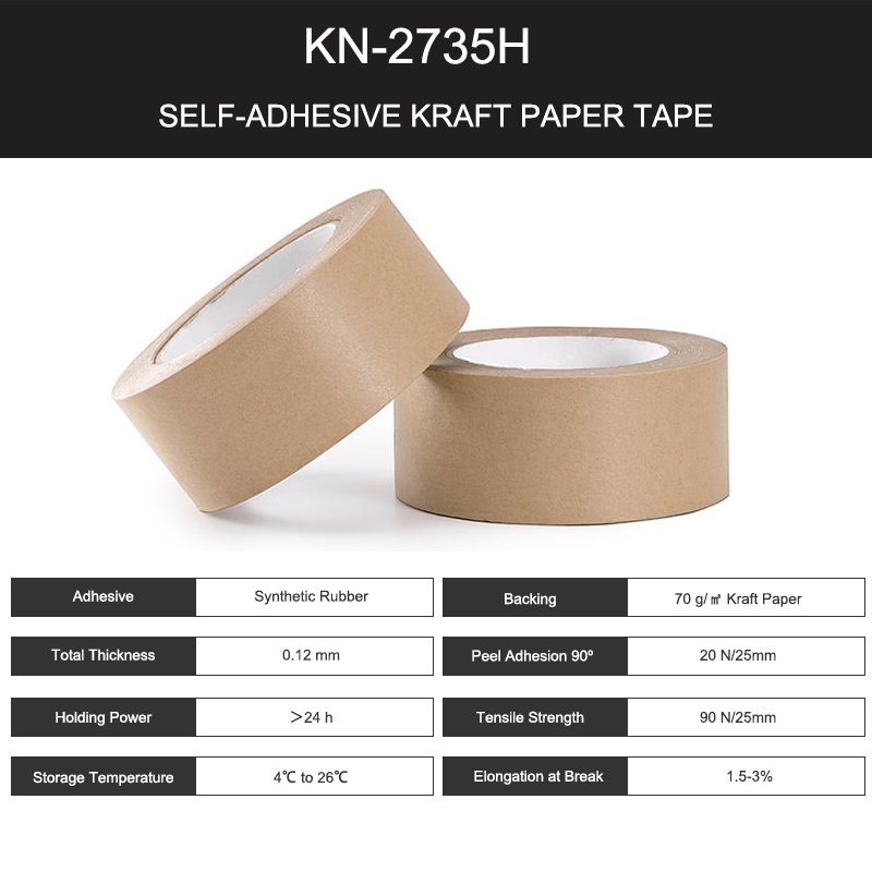 JL3 Customized Manufacturer Wholesale 72mmx137m Free Samples Hot Melt Self Adhesive Paper Tape self Adhesive Kraft Tape 2 Inch