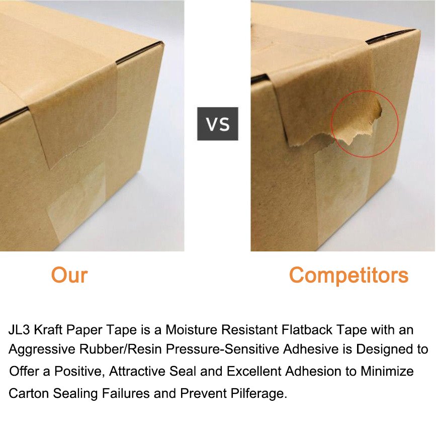 JL3 Customized Manufacturer Wholesale 72mmx137m Free Samples Hot Melt Self Adhesive Paper Tape self Adhesive Kraft Tape 2 Inch
