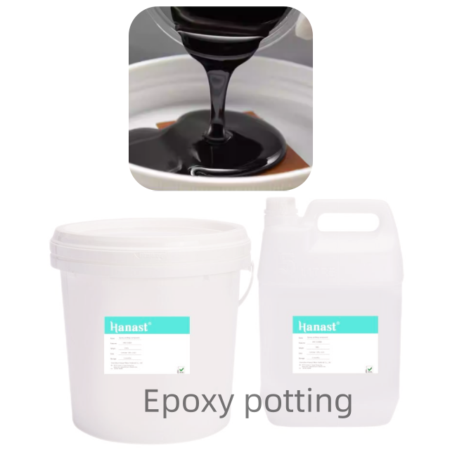 High Quality High Hardness Waterproof Flame Retardant Black Electronic Component LED PCB Epoxy Potting Adhesive 5:1 AB Glue
