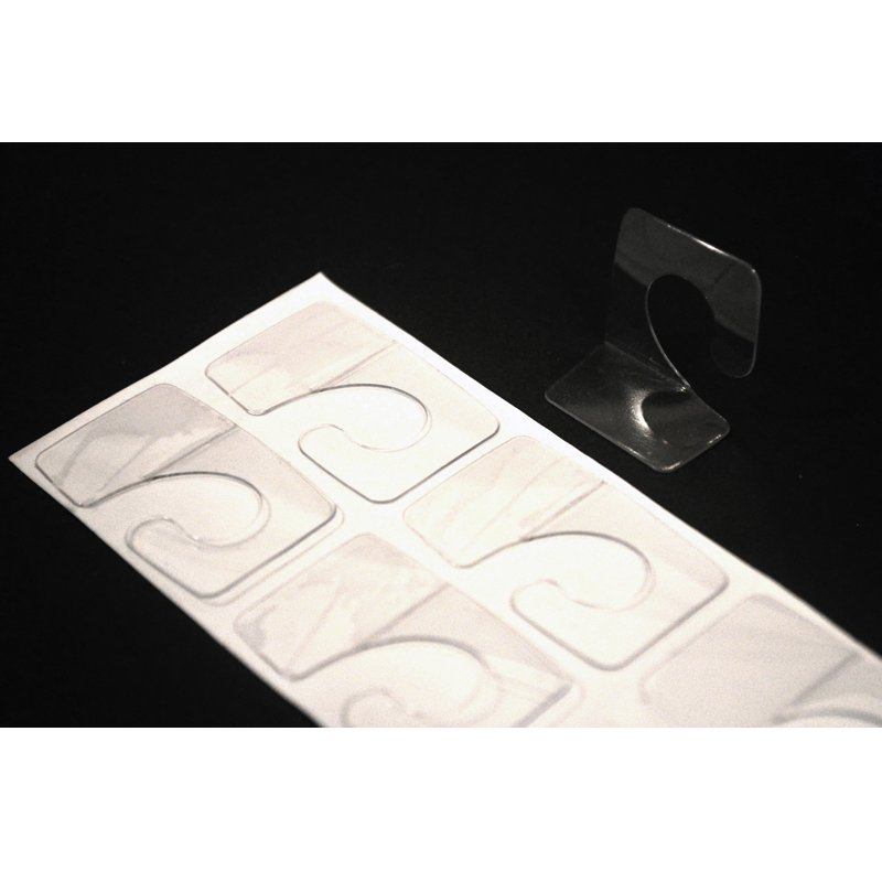 Sturdy Transparent Adhesive Plastic J Hook Style Hang Tabs