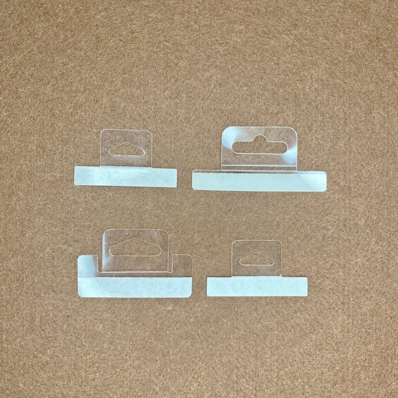 Airfoil Euro Hole Clear Hang Tab Thickness 0.4MM Retail Display Triangle Round Hole Rack Adhesive Plastic Hooks