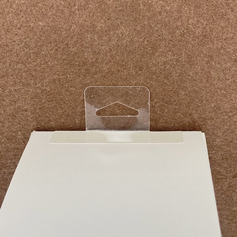 Airfoil Euro Hole Clear Hang Tab Thickness 0.4MM Retail Display Triangle Round Hole Rack Adhesive Plastic Hooks