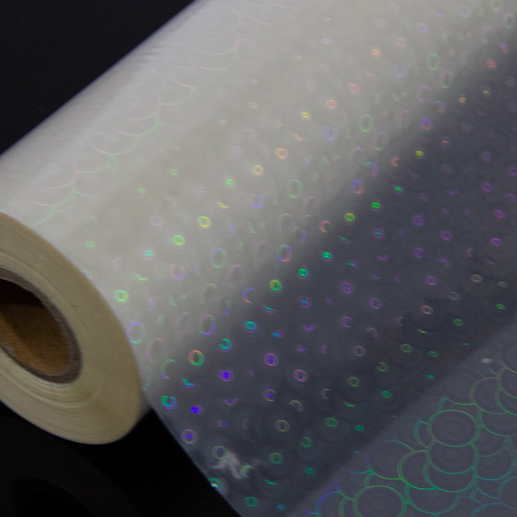 Cold laminating circle pattern self adhesive transparent holographic film